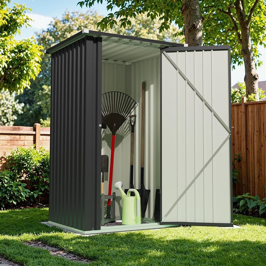 New 3 x 3 FT Outdoor Storage Shed,Small Garden Tool Storage Shed with Sloping Roof and Single Lockable Door, Outdoor Shed for Backyard Garden Patio La