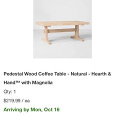 Natural Wood Coffee Table 