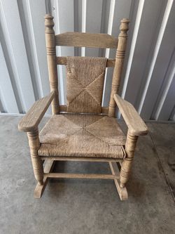 Child's Wooden Rocking Chair with Rush Seat