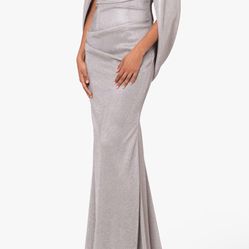 Betsy And Adam Metallic Cape Dress 