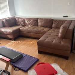 Brown Leather Sectional