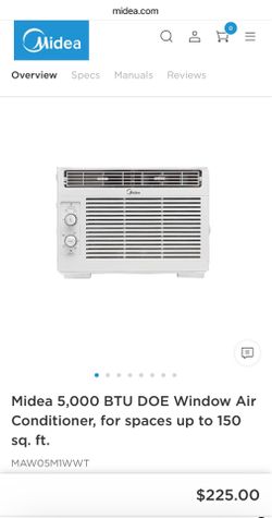 BRAND NEW. Midea 5,000 BTU EasyCool Window Air Conditioner with Remote, Cools, Circulates and Dehumidifies up to 150 Sq. Ft.