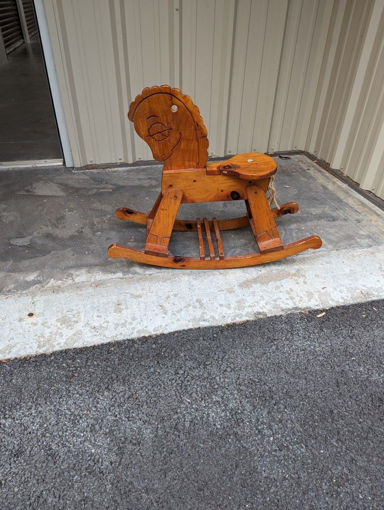 Vintage Hand Made Wooden Rocking Horse