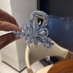 Fancy Flower Clip Scrunchy Rhinestone Crystal Wedding Bride Hair Accessories