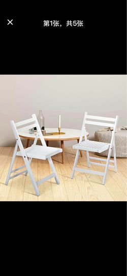 Wooden Folding Chair Set of 2, White Outdoor Dinging Chair for Outside Portable for Home Yard Garden Wedding Event Party Picnic, 330LB Weight Capacity