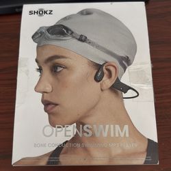 SHOKZ OpenSwim Swimming MP3 - No Bluetooth - Bone Conduction MP3 Player Waterproof for Swimming - Open-Ear Wireless MP3 Player, with Earplug (Black)