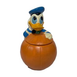 Vintage Walt Disney Productions Donald Duck Pumpkin Cookie Jar 
