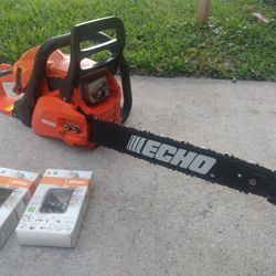 16" Echo Gas Chainsaw Plus 2 New Stihl Chain replacement - Model CS-352 Gasoline Power tool heavy duty Chain Saw