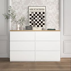Brand New Sealed Modern 6 Drawer White Dresser Storage Cabinet