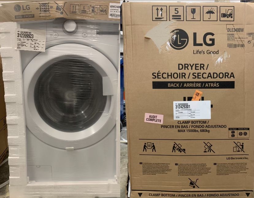 LG Washer Model WM3400CW/ LG Dryer Model DLE3400W