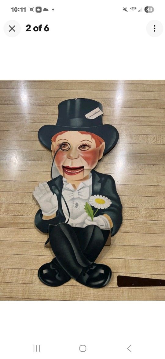 Vintage c. 1930 Ketterlinus Charlie McCarthy Die Cut Cardboard Ventriloquist Puppet....asking $75.00
