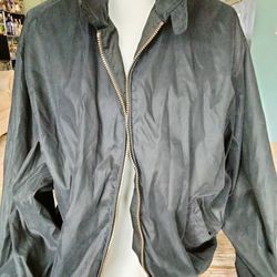 Men's Weathercast lightweight bomber jacket, size large, black. 