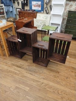 Wooden crate shelf