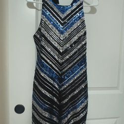 Express Black and Blue Sequin Mini Dress