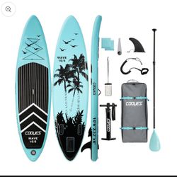 COOYES Inflatable Stand Up Paddle Board 10'6" with Free Premium SUP Accessories & Backpack, Non-Slip Deck. Bonus Waterproof Bag, Leash, Paddle and Han