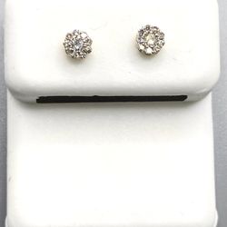 Gold With Diamonds Small Round Shaped Earrings 0.09 CTW