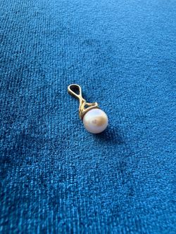 Vintage 14k Pink Cultured Pearl Charm | Solid Gold Pearl Charm | 1.11g