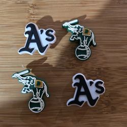 Lot Of 4 A'S and Mascot Shoe Charms 