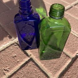 Collectible Cobalt Jaegermeister Bottles Plus Optional Little Green Friend! 