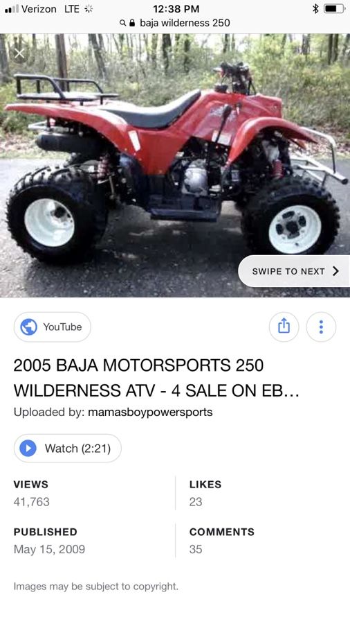 Baja motor sports 250 cc wilderness atv