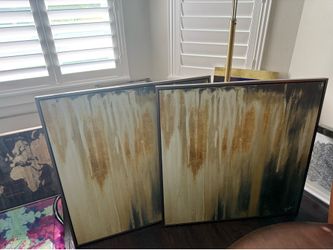 Set of 2 Large Abstract Framed Wall Art Prints