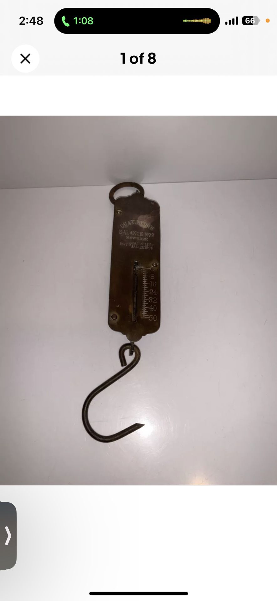 Chatillon's Balance #2 New York 50 lb. PATD 1(contact info removed) Hanging Scale ~ Working!