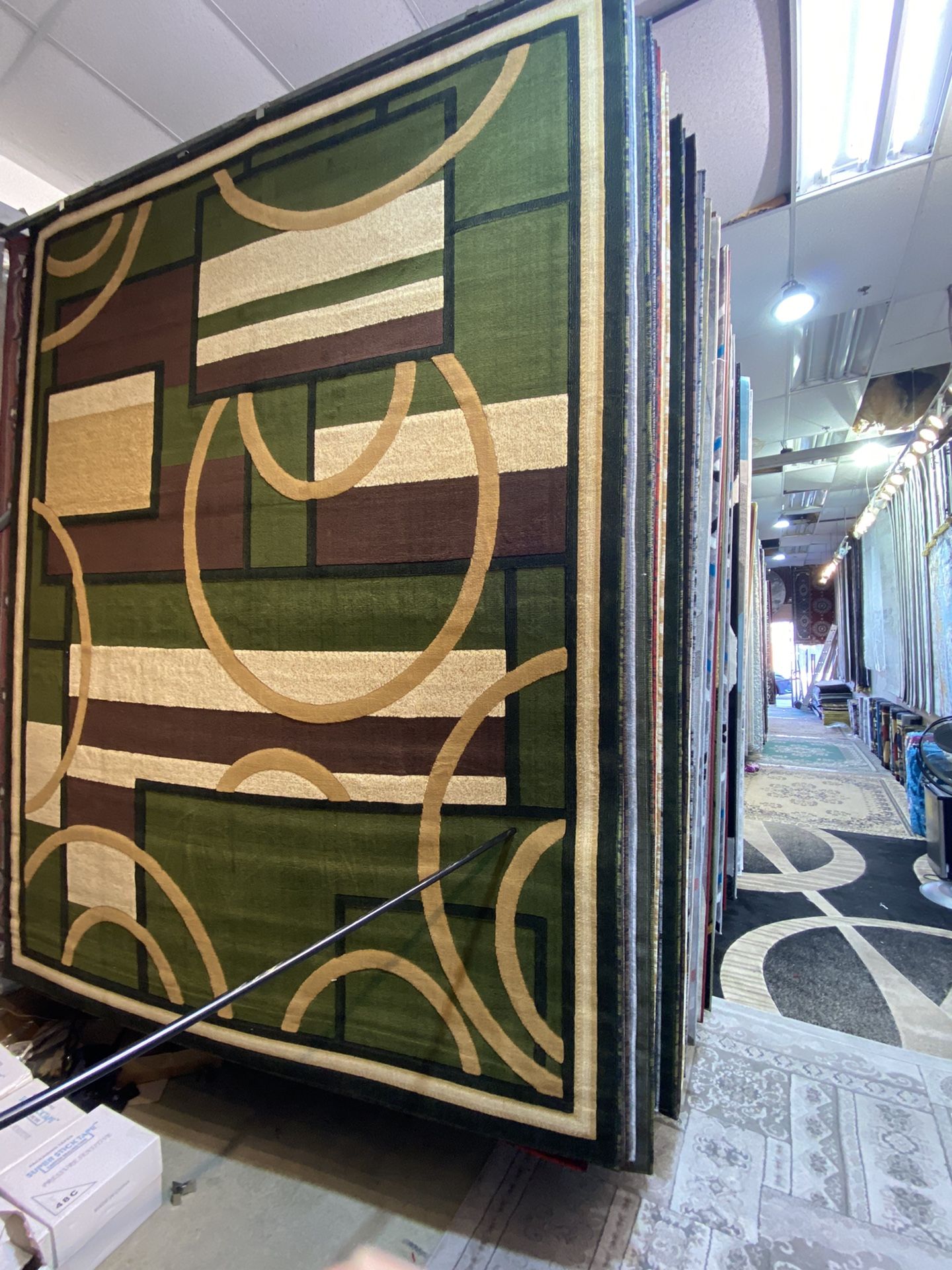 8x10 Area Rugs Carpet Rugs Modern Desgin Thick Colors Green Beige 