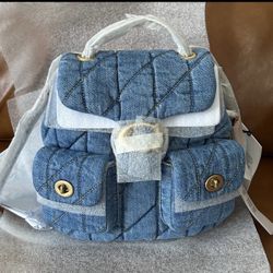 Coach Tabby Denim Backpack with Quilting