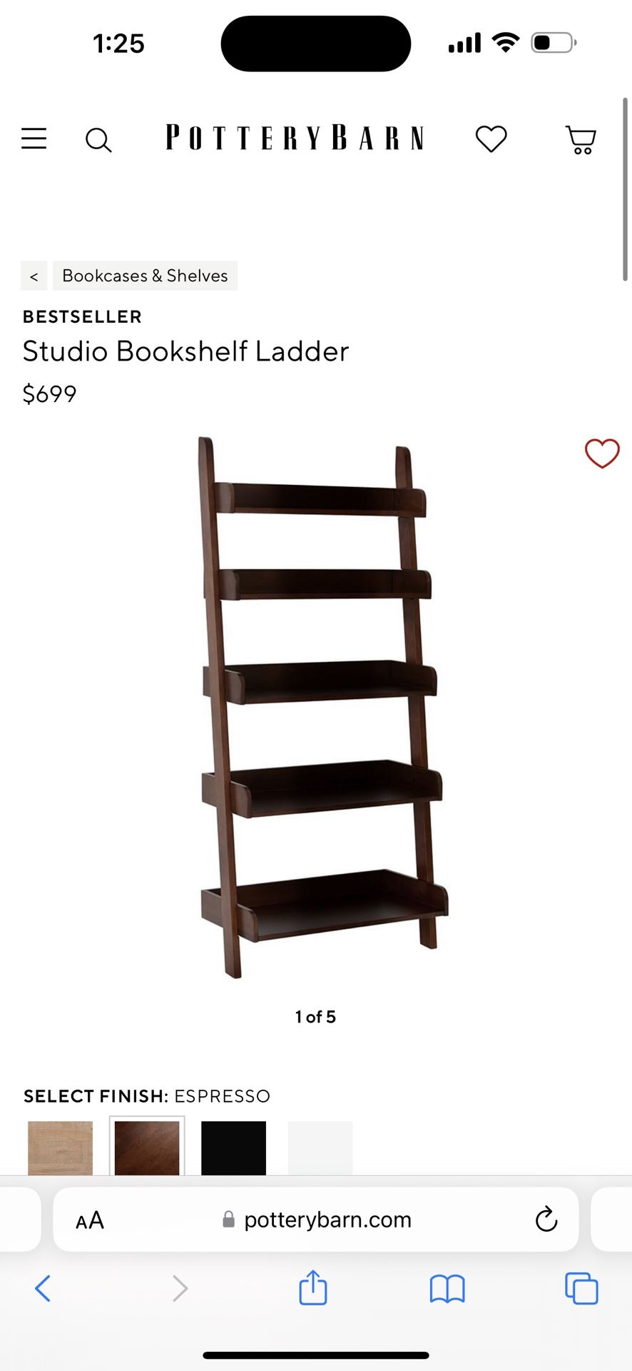 Pottery Barn Studio Ladder Shelf