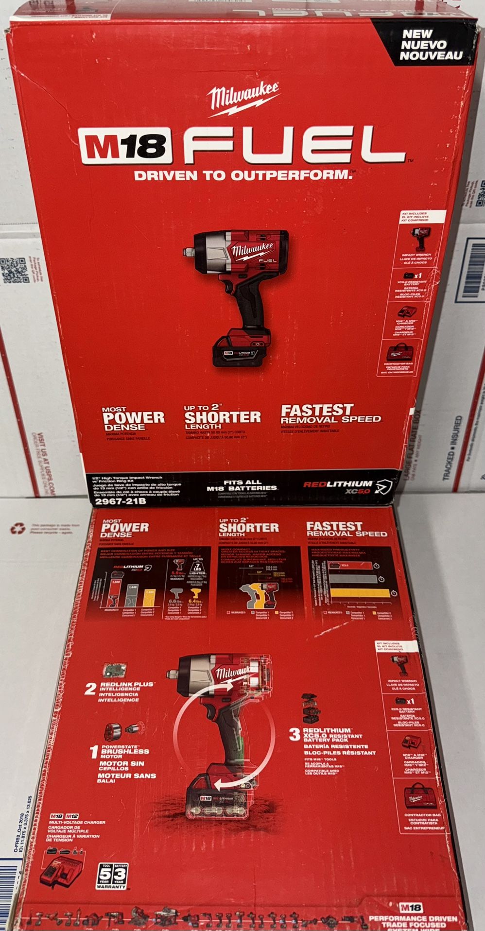 Milwaukee M18 Fuel 1/2” High Torque Impact Wrench Kit. Model #2967-21B
