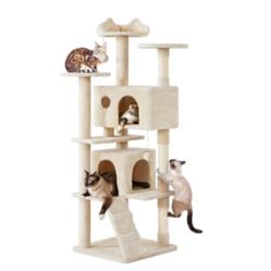 70 inch multilevel cat tree tower beige new
