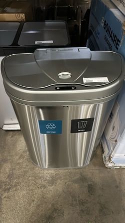 NINESTARS 18.5 Gal. Stainless Steel Motion Sensor Recycling Bin