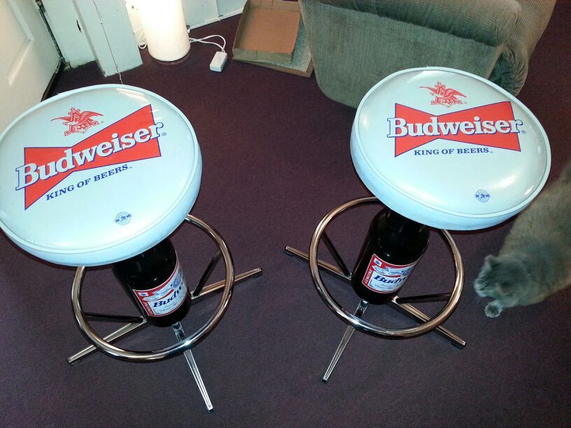Rare Budweiser bottle bar stools
