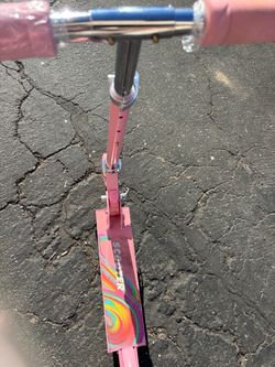 Pink Kids Kick Scooter with Rainbow Deck