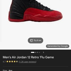 NIKE AIR JORDAN RETRO 12 FLU GAME JORDANS SIZE11