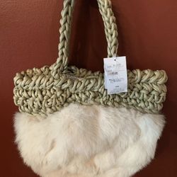 Cachellie Sanki Japanese Purse Real Fur/ Thick Knit NEW WITH TAGS