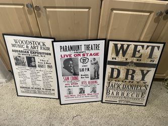 Vintage Frame Posters 12x18 18x24 16x24 Woodstock Jack Daniel’s Jazz Music Concerts Reproductions Framed