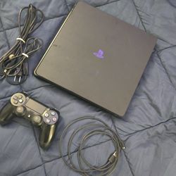 PlayStation 4, Ps4, With Controller And Cords.