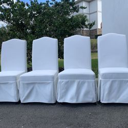 4 White Skirted Dining Chairs