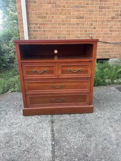 Wood TV Stand Dresser with Drawers