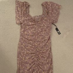 Womens Medium Pinkish Purple Flowery Dress 