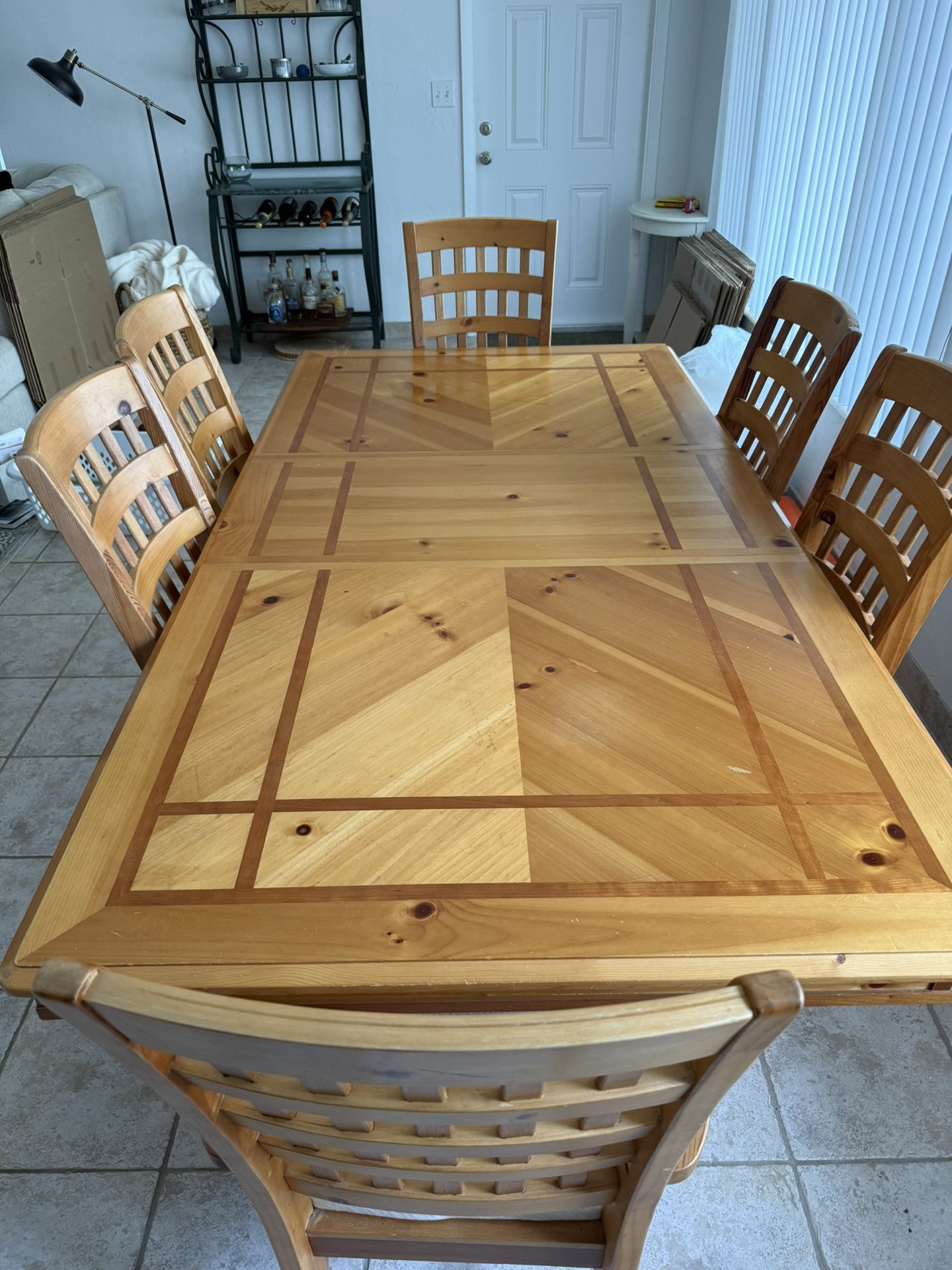 Wood Dining Table With Leaf And 6 Chairs