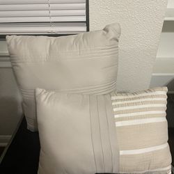 Decorative Pillows Beige with White Accents