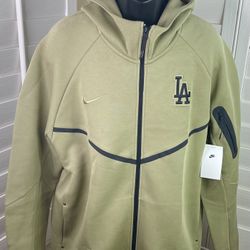 Nike Tech Fleece MLB Los Angeles Dodgers Full Zip Windrunner Olive Green Hoodie Jacket - Men’s Size 2XL - New w/Tags