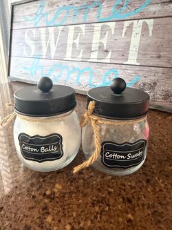 Farmhouse Glass Bathroom Canister Jars Set of 2