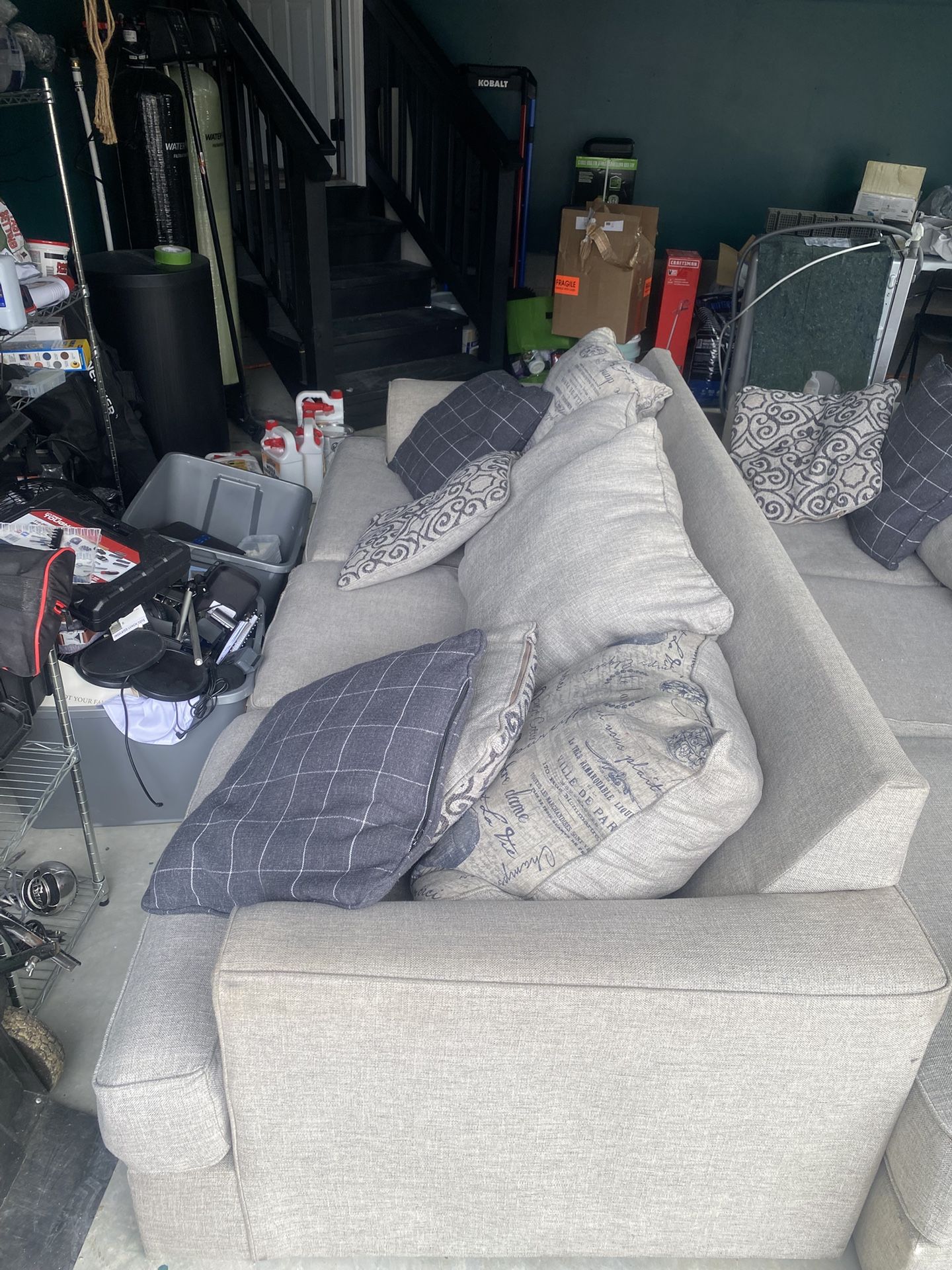 Used Grey Sleeper Couch And Couch Set (700)