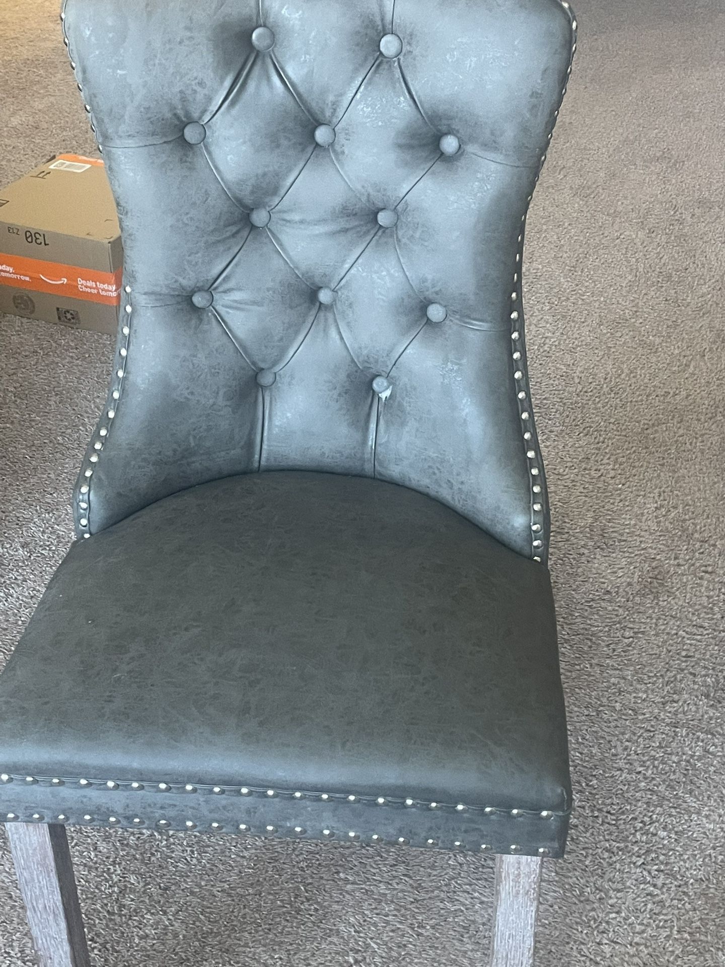 Kiztir Leather Dining Chair Dark Grey