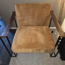 Metal,  Velvet And Leather Chair