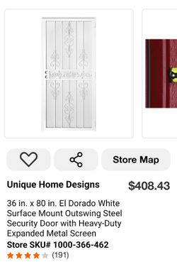 36 in. x 80 in. EI Dorado White Surface Mount Outswing Steel Security Door with Heavy-Duty Expanded Metal Screen