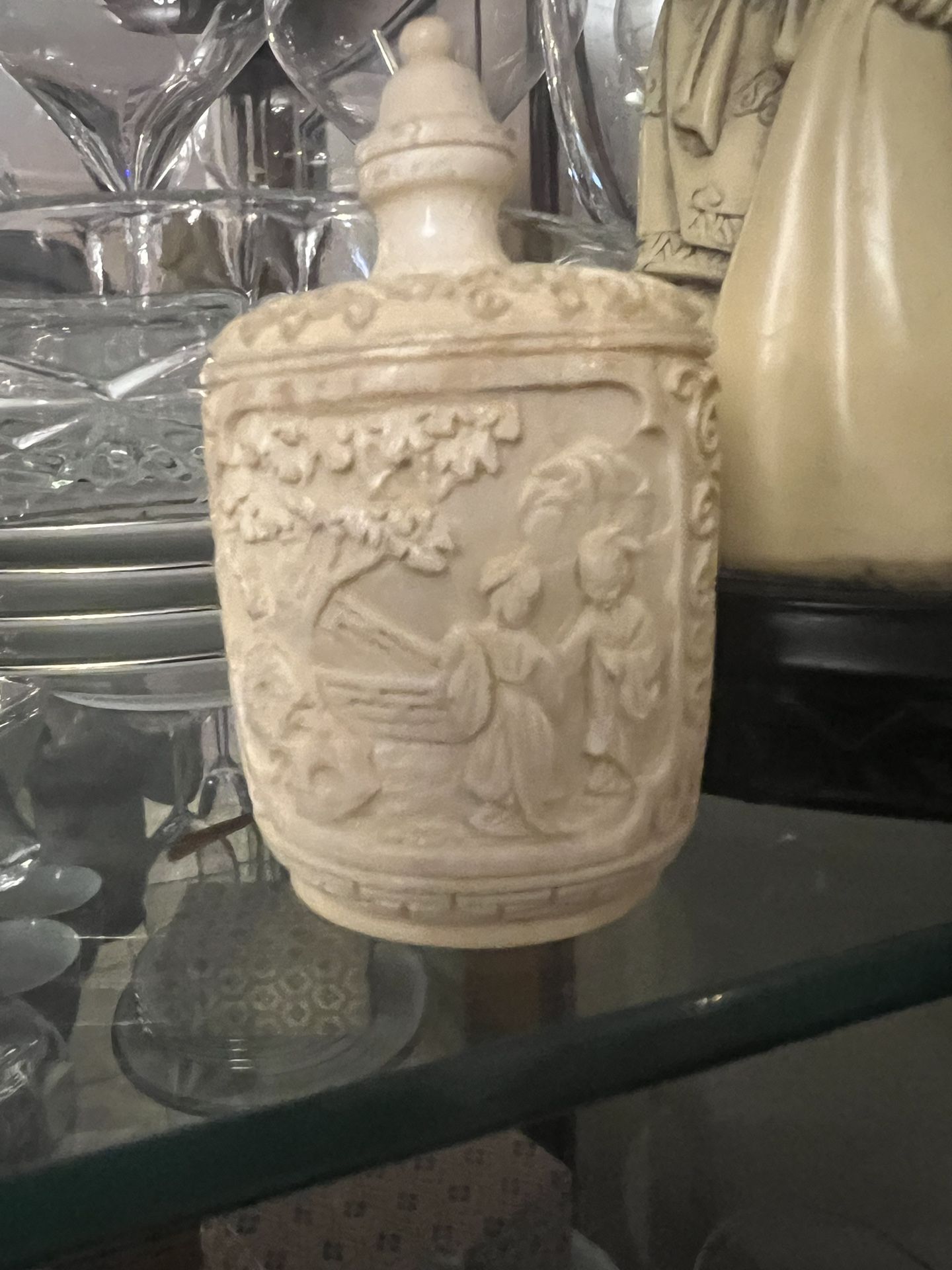 Antique Hand Carved Bone Snuff Bottle